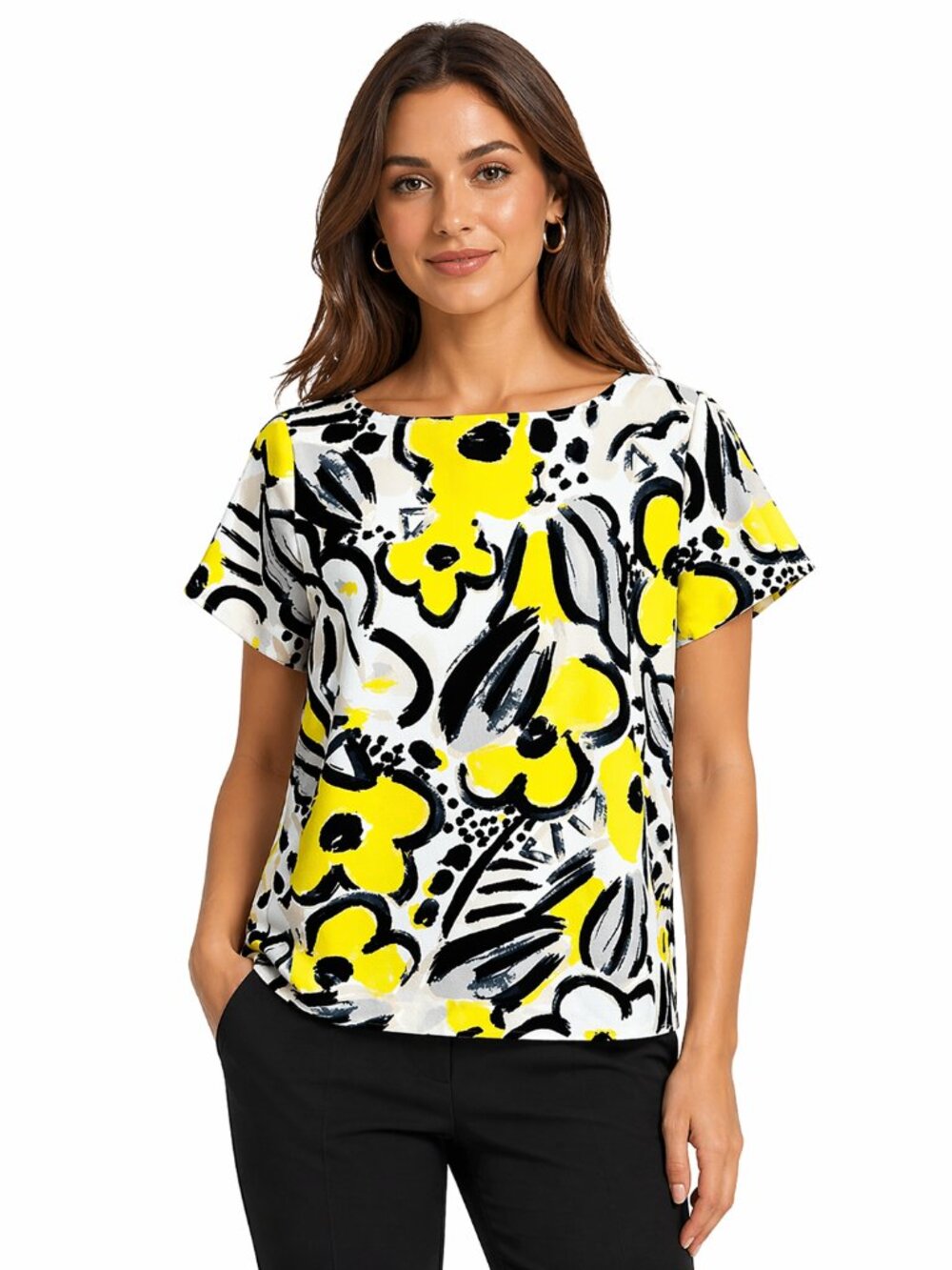 Lands’ End Canvas Collection Floral Print Top Blouse Size 10 NWOT